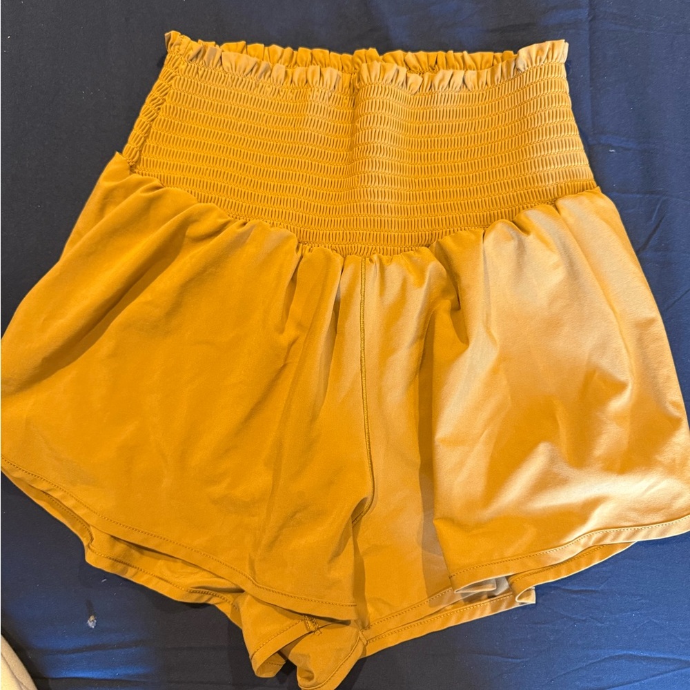 Women's Yellow High-Waisted Shorts